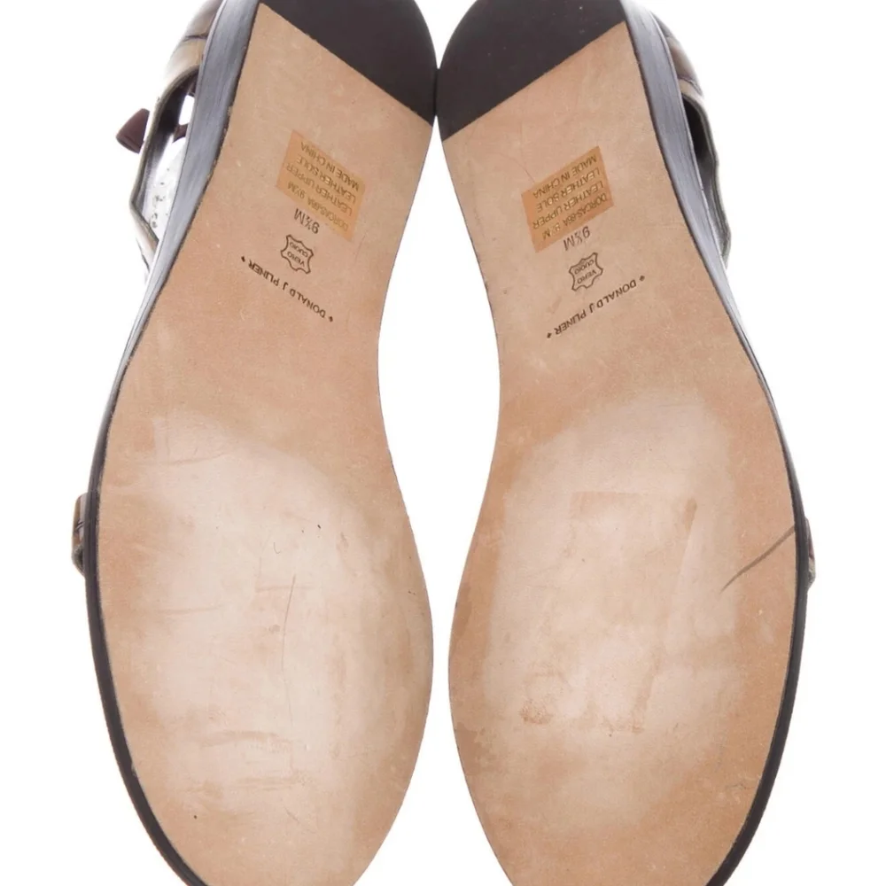 Donald J. Pliner Brown and Beige Snakeskin-Print Leather Thong Sandals
